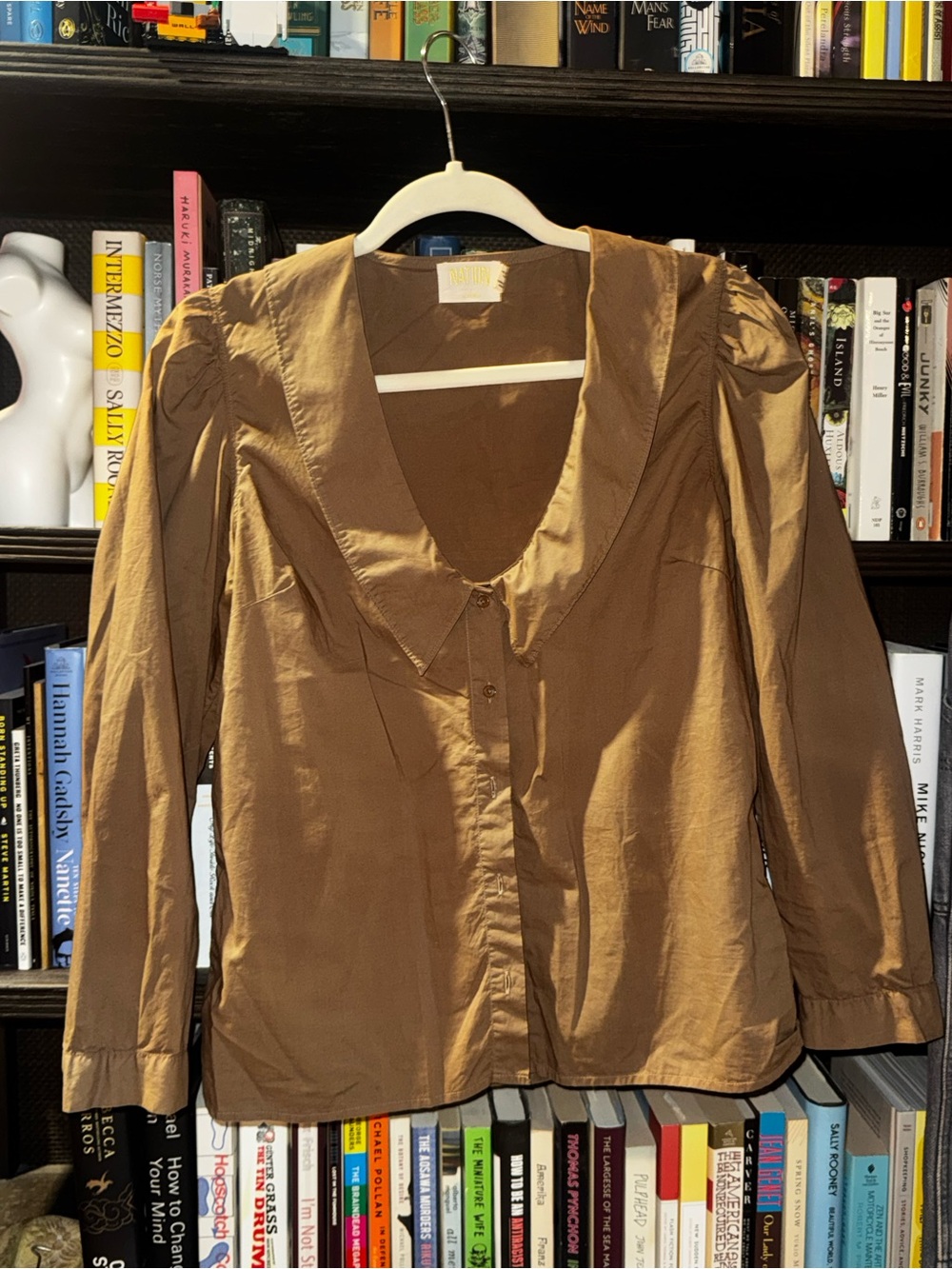 Nation LTD Brown Button-Front Blouse with Wide Collar